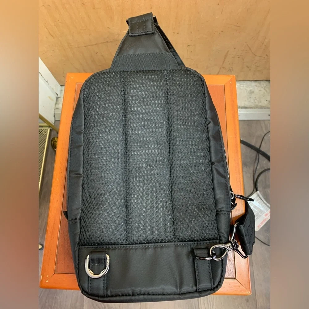 Lug Black Quilted Sling Cross-Body Backpack W/Multi-Zipped Pockets
